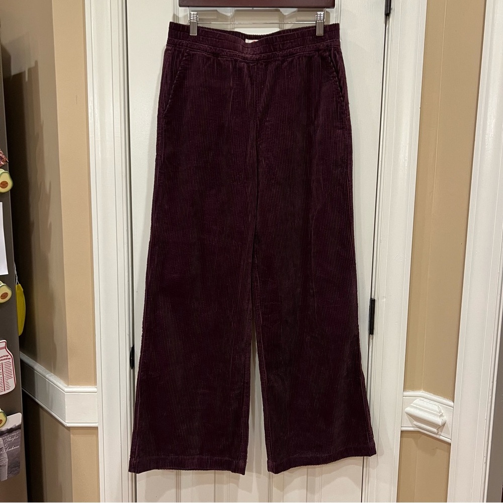 NEW Marine Layer Allison Corduroy Trouser Wide Leg Pants Burgundy Maroon Medium - Picture 4 of 8